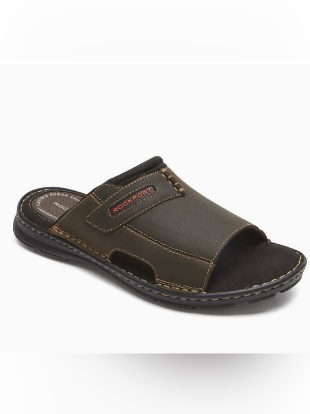 New Mens 11.5 Rockport Darwyn 2
Brown Leather Slide Sandals (ABBA)